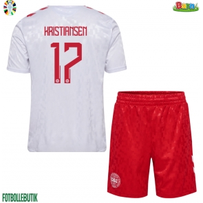 Danmark Victor Kristiansen #17 Bortaställ Barn EM 2024 Kortärmad (+ Korta byxor)